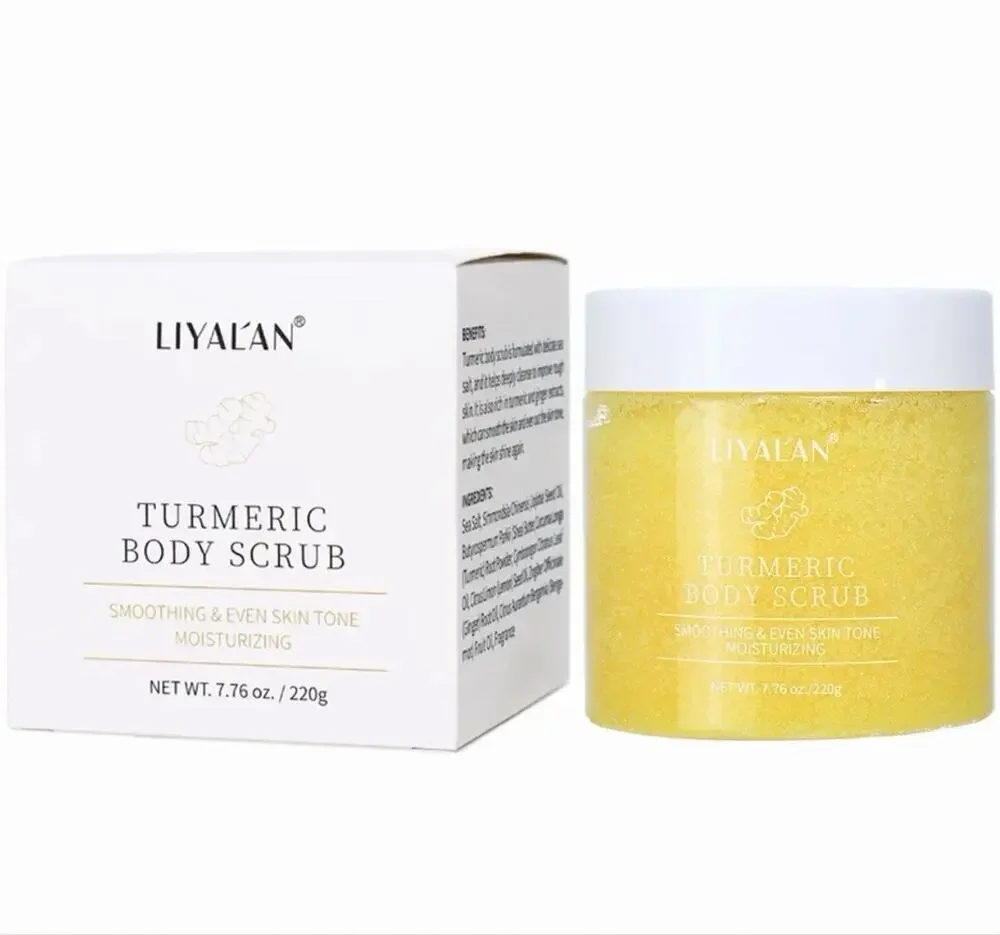 LIYALAN Turmeric Body Scrub, Vegan Paraben-Free, Bergamot, 7.76oz/220g
